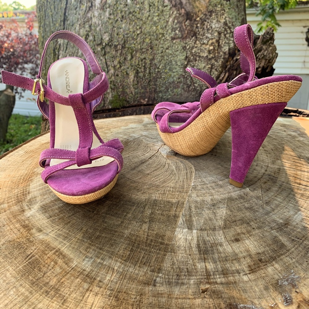 Andrea Violet Suede Sandal Sz 8 Import Sz (25) NEW